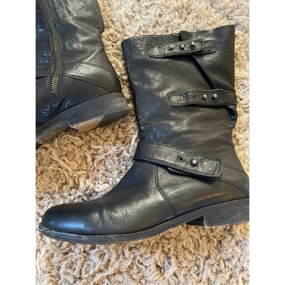 Eileen fisher black leather‎ moto mid calf boots size 6.5 - Picture 6 of 6
